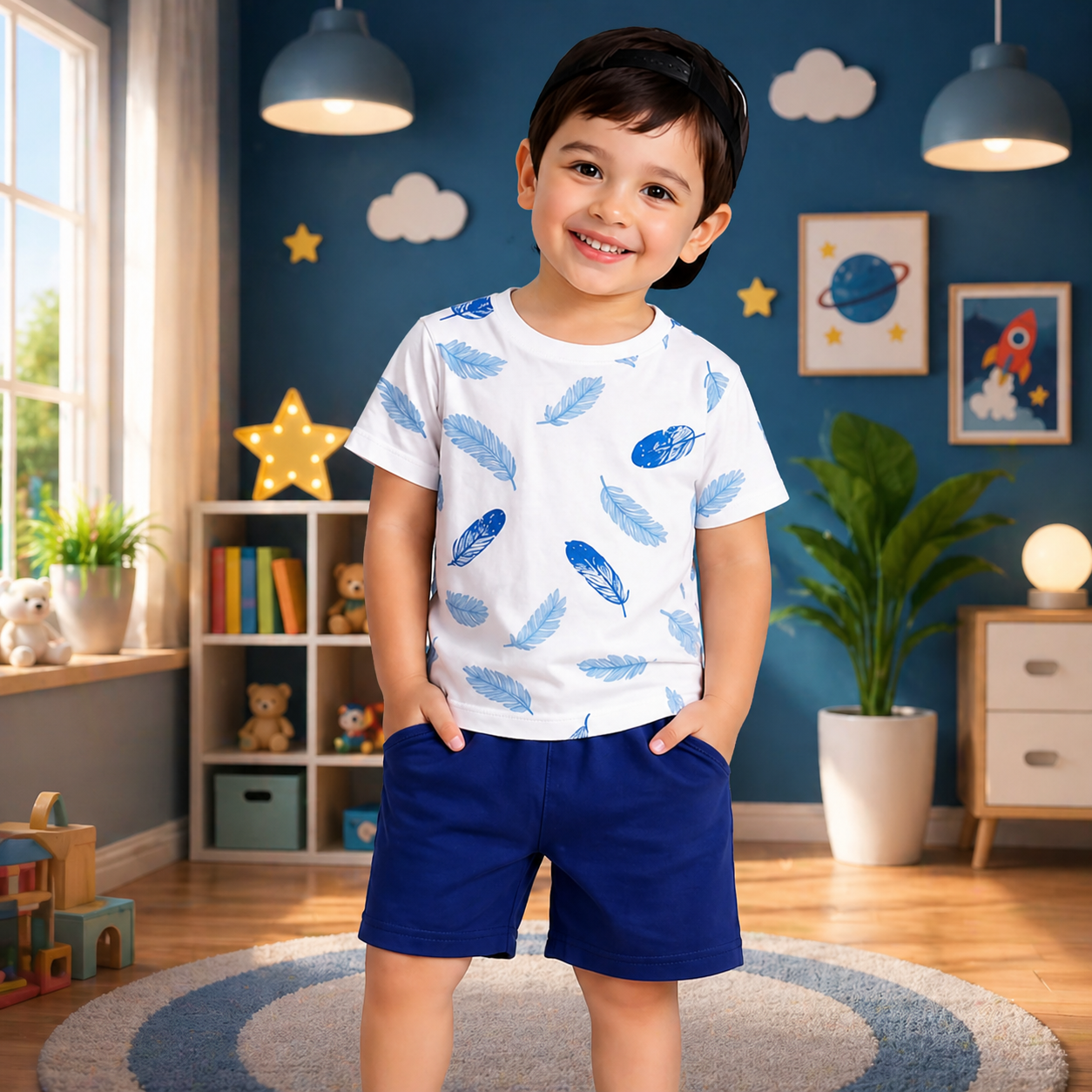 White Feather Short Set Kids Fashion