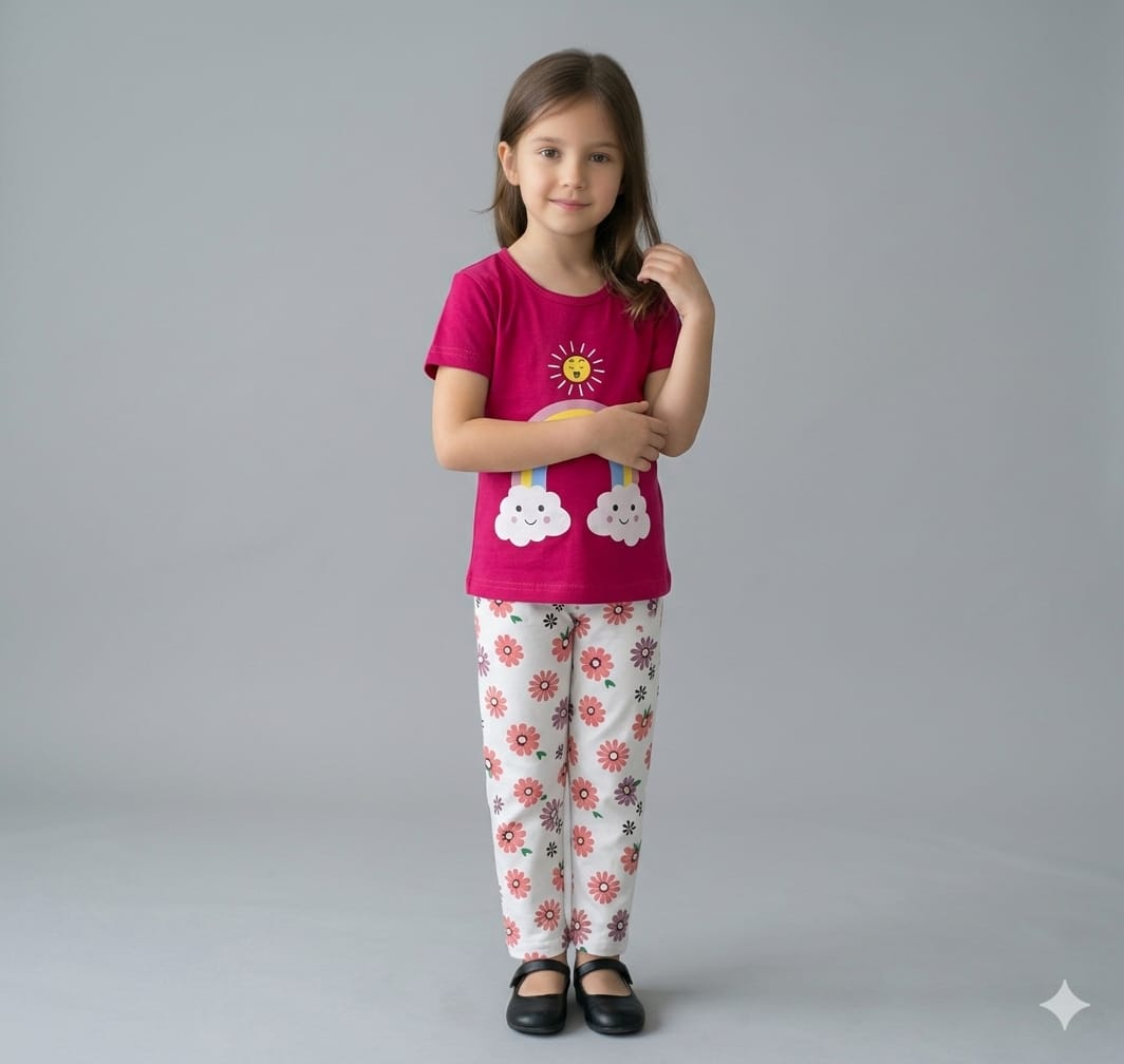 Rainbow print summer 2pcs set