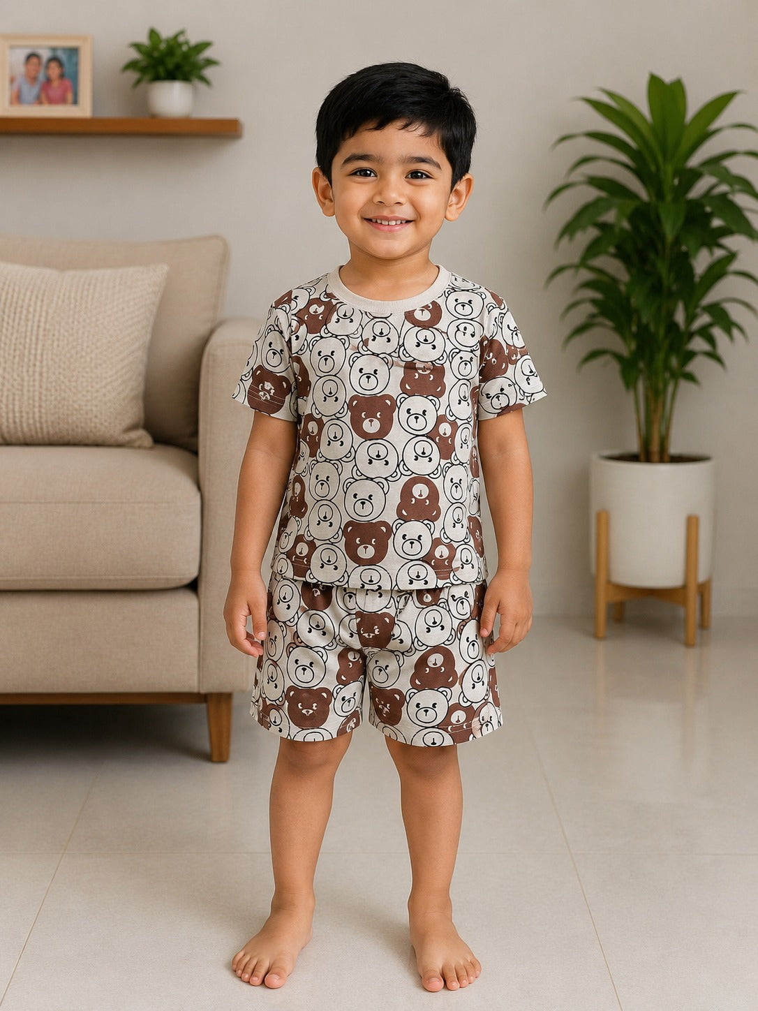 Cute Small Teddy prints Shortwear Sets