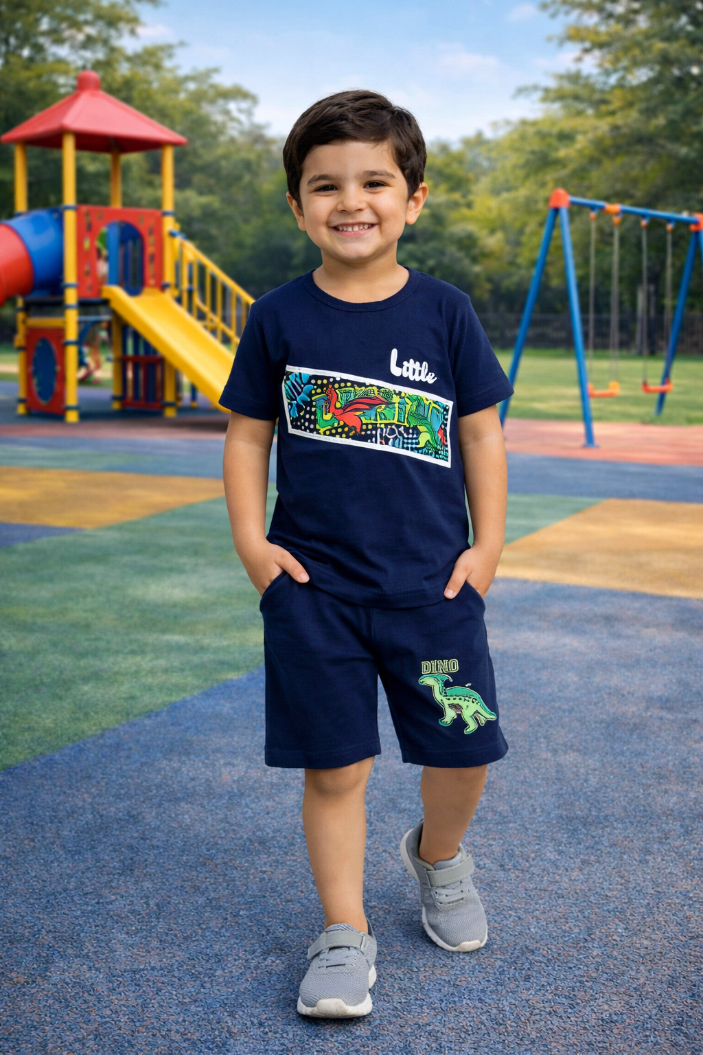 Kids Summer Outfit – Soft Cotton T-Shirt & Shorts Set for Boys