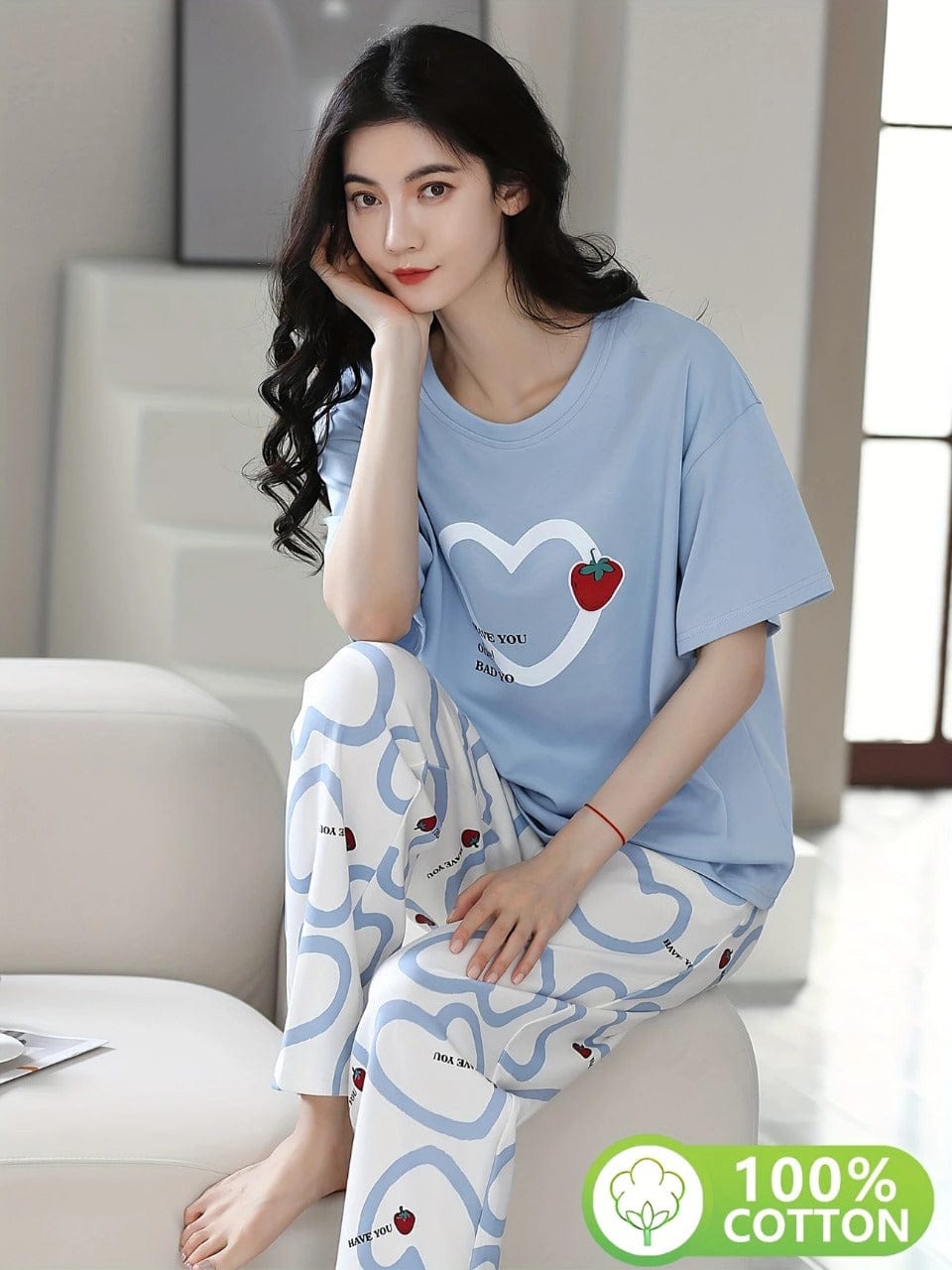 Blue Heart Printed Casual wear