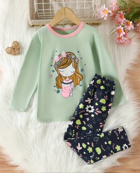 Green Barbie Printed Girls KIdsWear