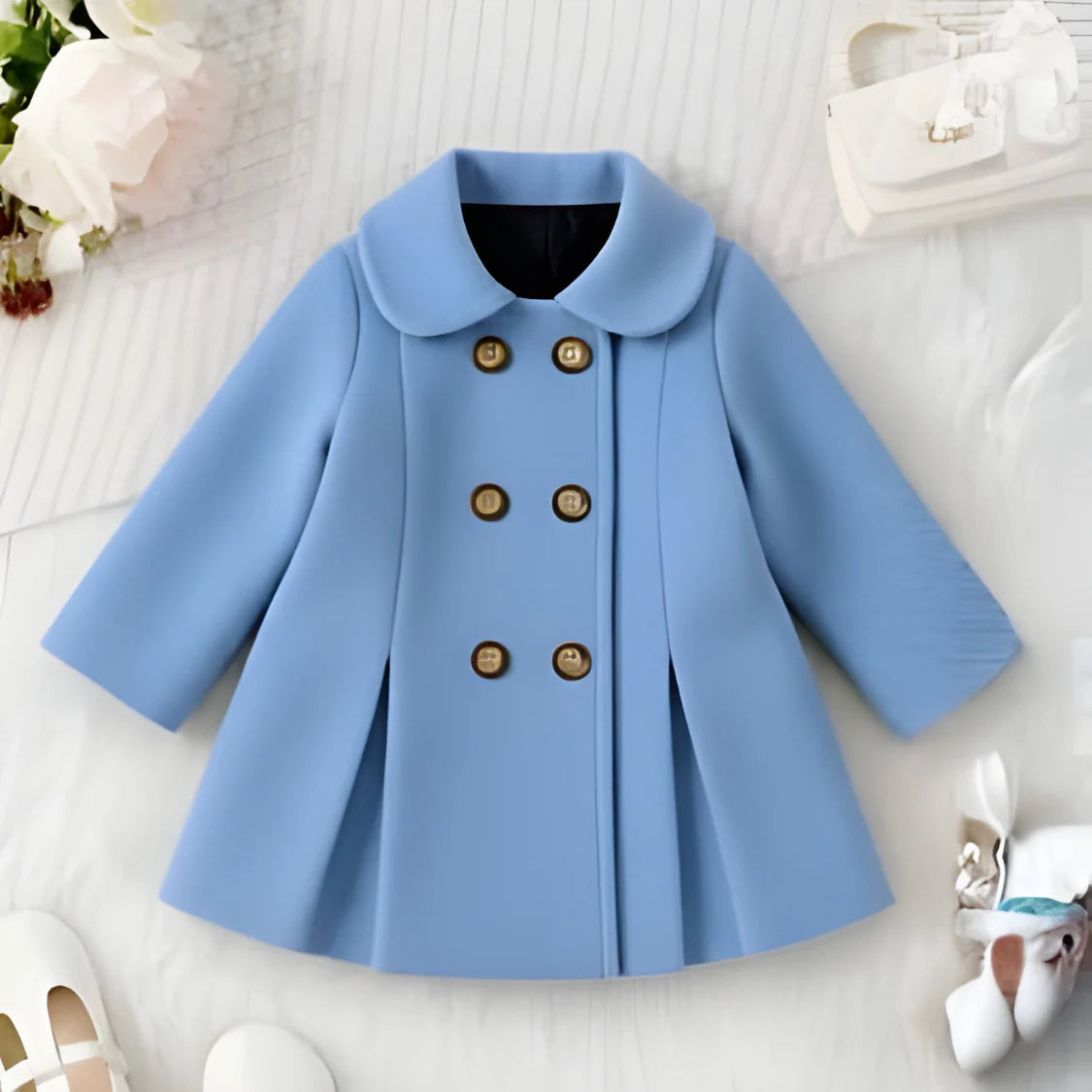 Luxury Sky Blue Princess Coat for Baby Girls