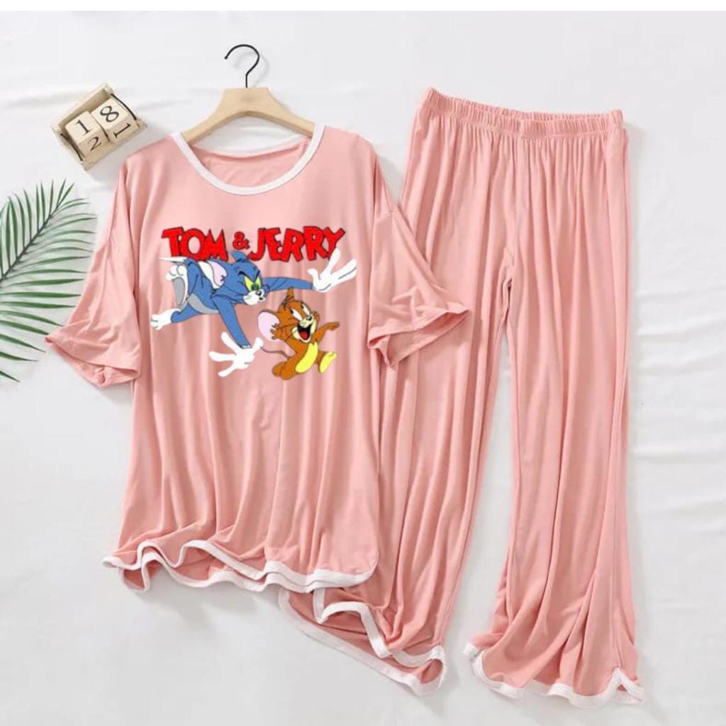 Womens Pink Printed 2Pcs Loungewear