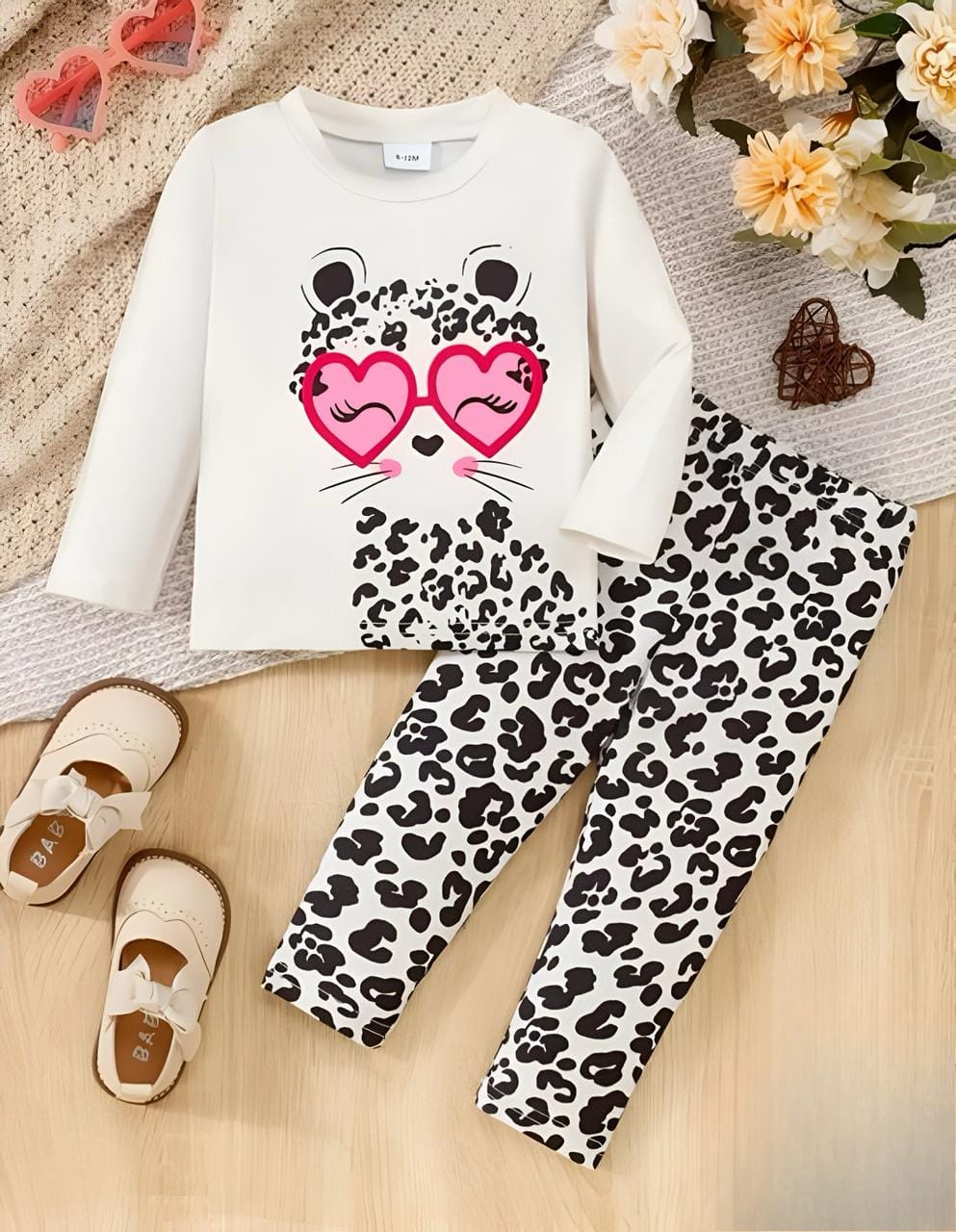 White Heart Printed Kids Wear