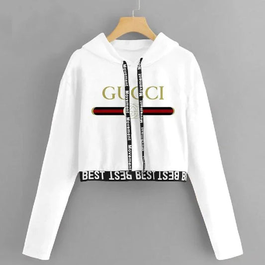 White Gucci Crop Top Pullover
