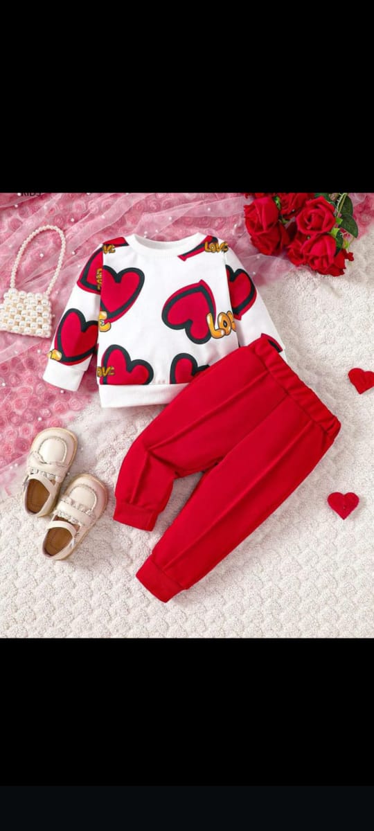 Girls Cozy Heart Design Winter Co-Ord Set