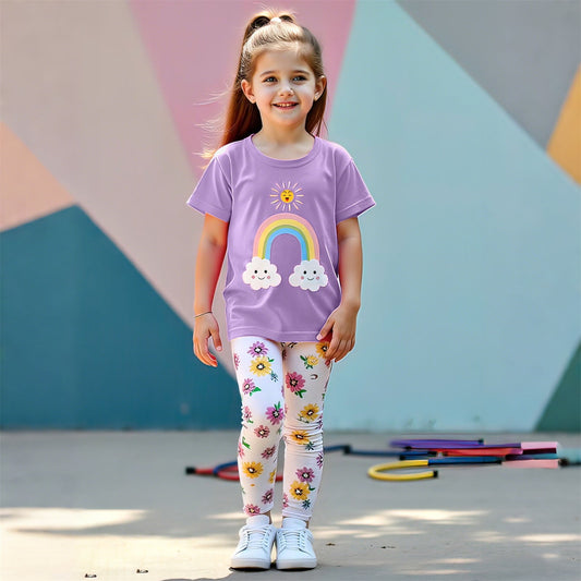 Rainbow print summer 2pcs set