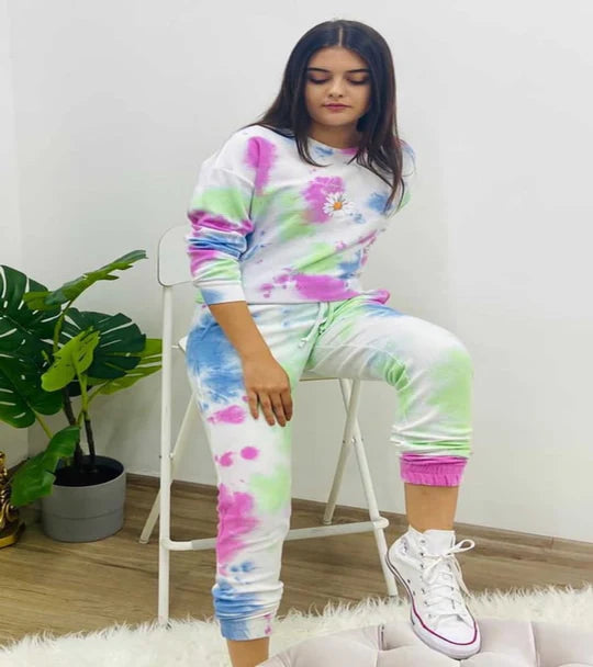 TIE & DYE TRACKSUIT SWEATSHIRT & TROUSER FOR WINTER DOUBLE FLEECE TRACKSUIT