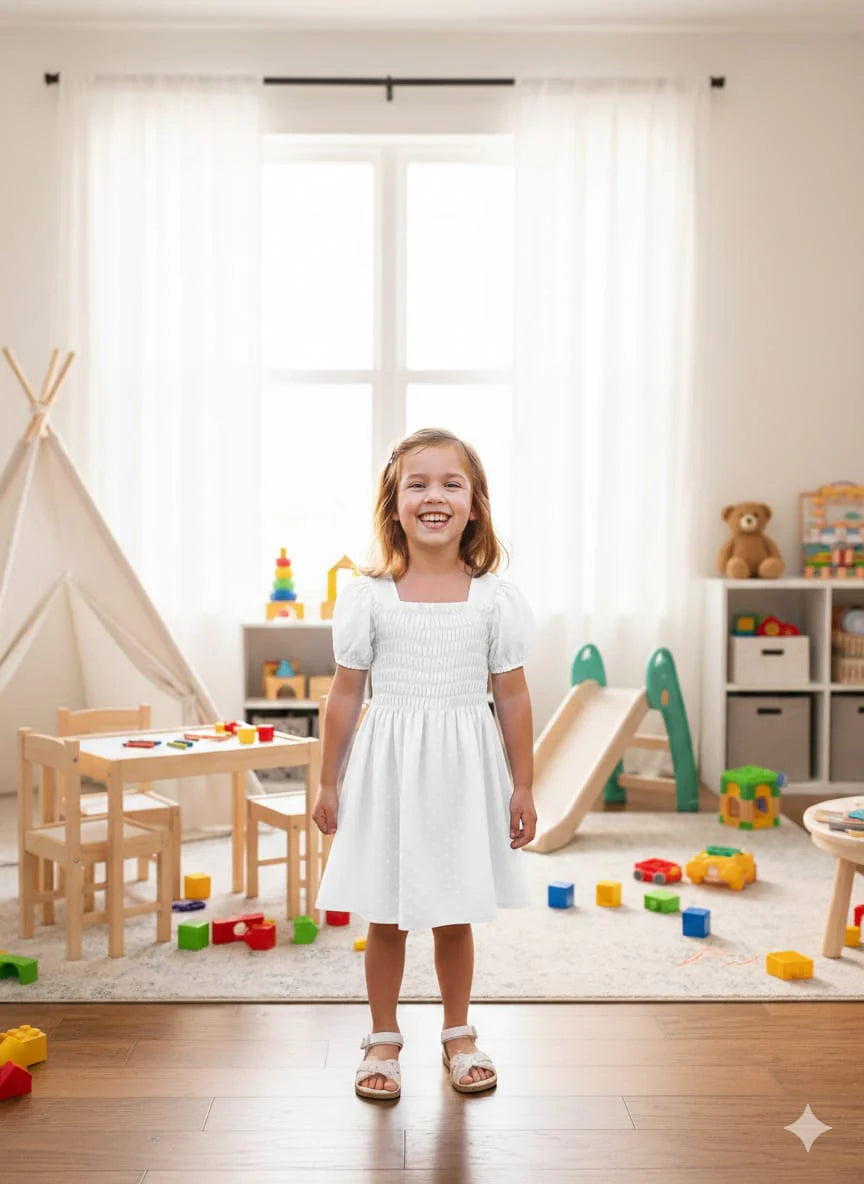 Puff Sleeve Girls' Dress