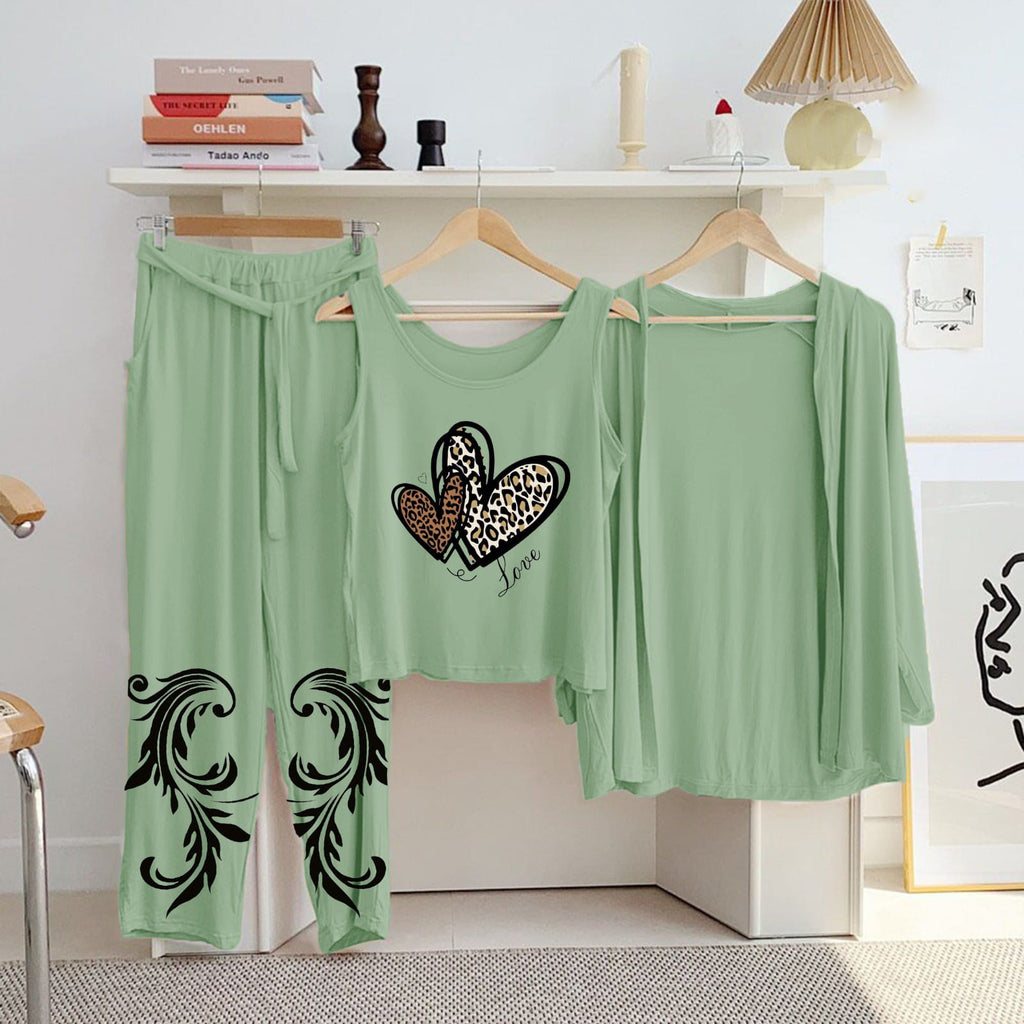 Women's Green Printed 3pcs Outfits