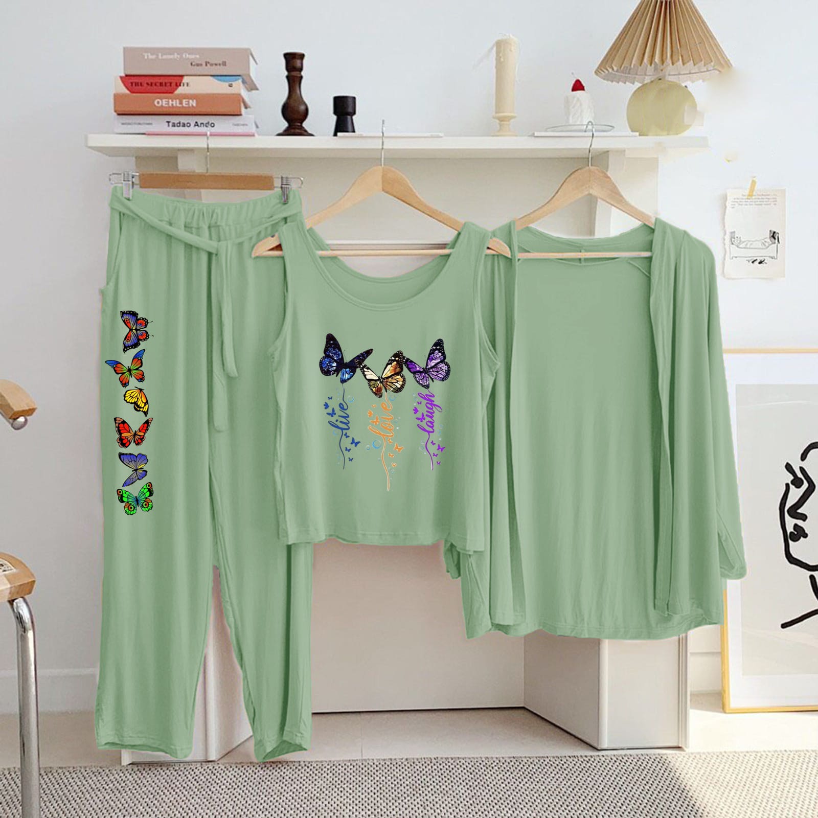 Women's Green Printed 3pcs Outfits