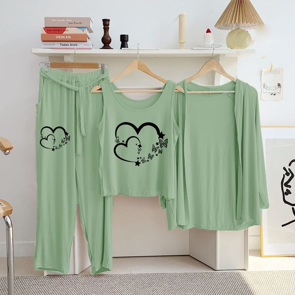 Women's Green Printed 3pcs Outfits