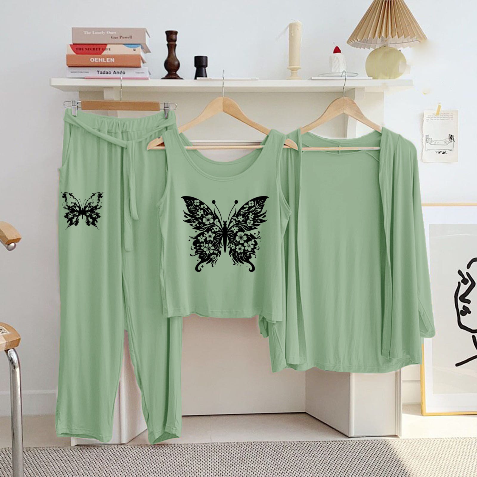 Women's Green Printed 3pcs Outfits