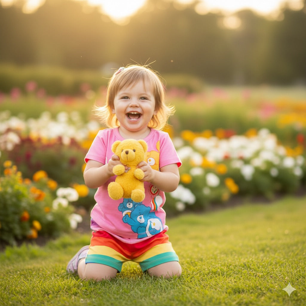 Love Pink Bear Printed Kids Short Sleeve Kids Wear