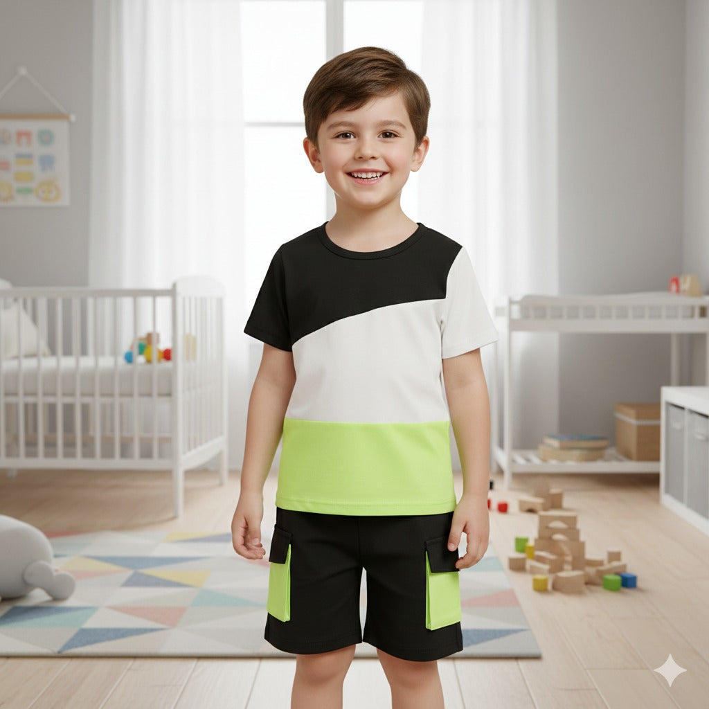 Tri panels Short Sleeve Kids Wear