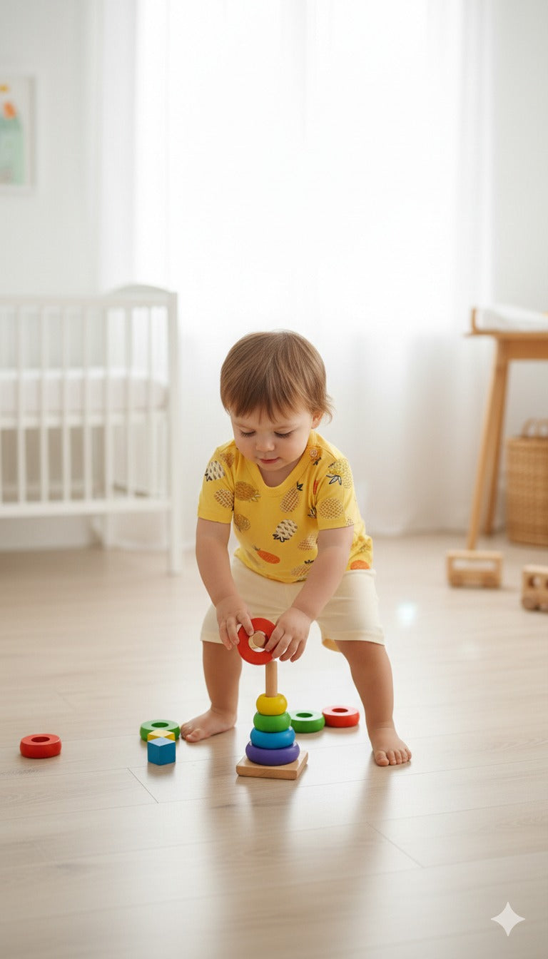 pineapple printed Half Sleeves Round Neck T shirt With Printed Shorts