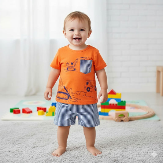 Orange machines Short Sleeve Kids Wear