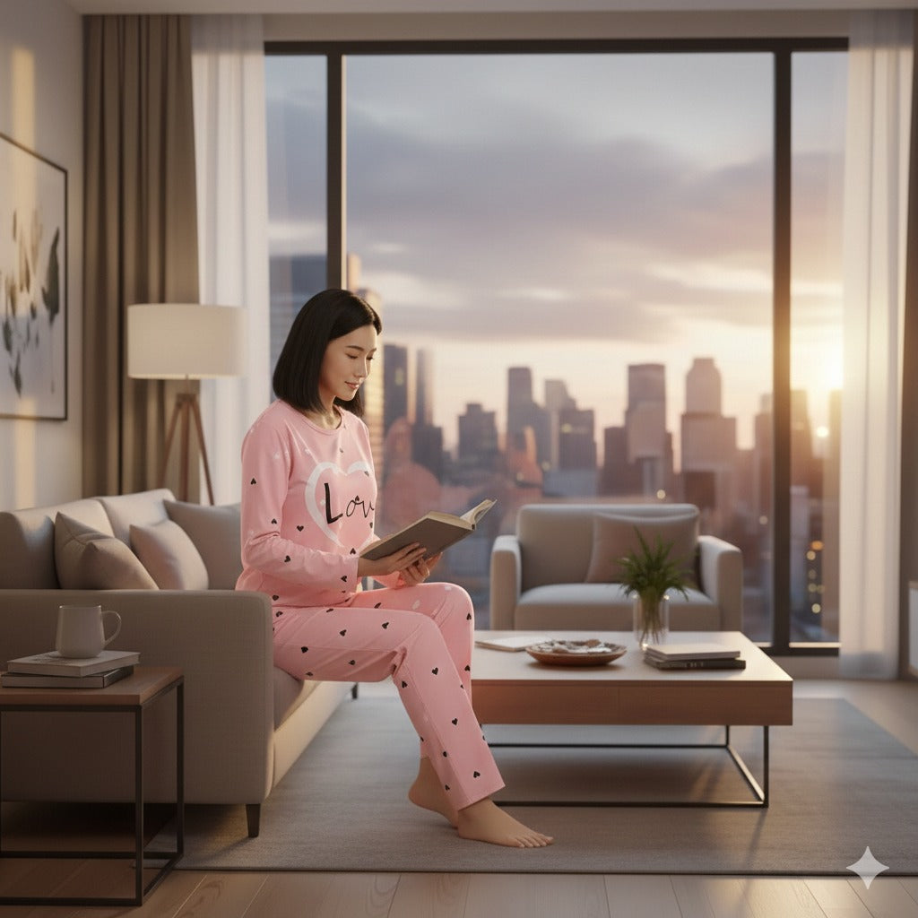 Pink Love Women Nightsuit PJ