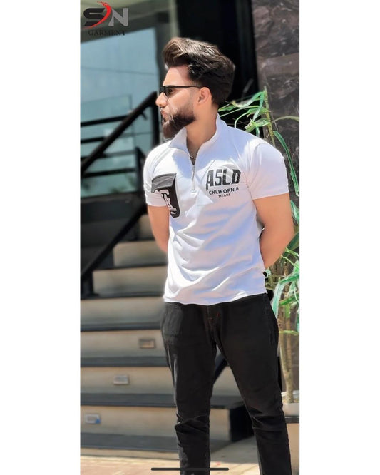Zipped Stripe Pocket Polo Tshirt