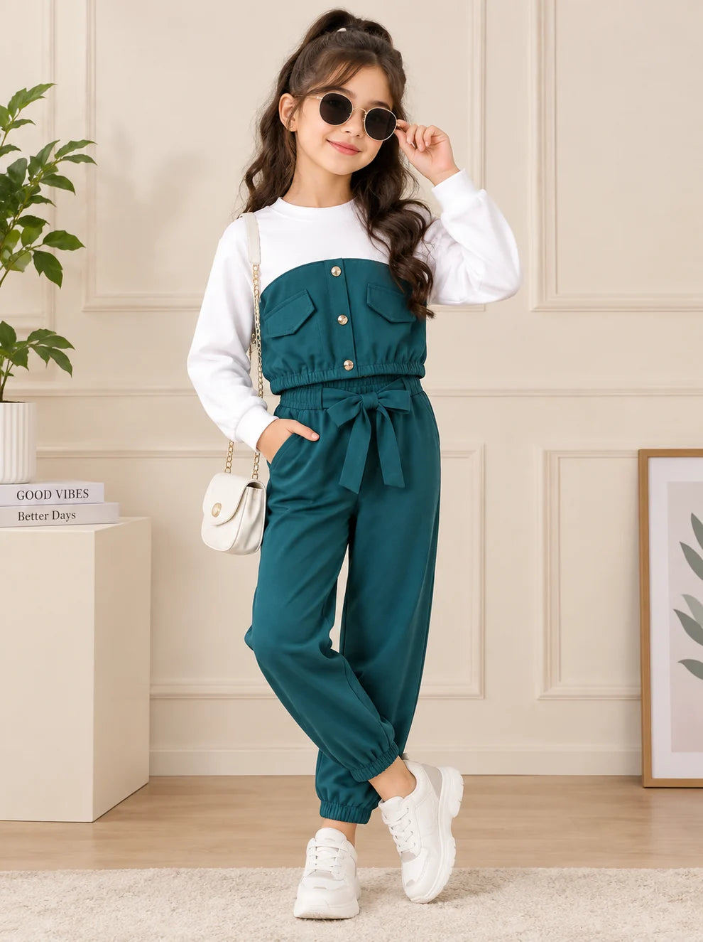Two Color Tone Button Kidswear