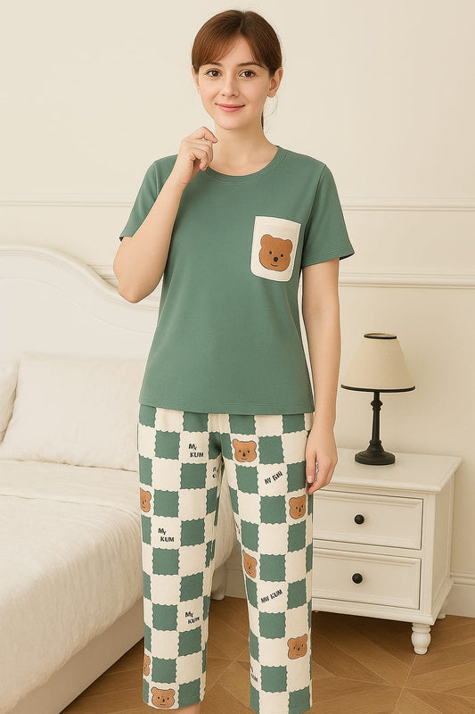 Bear Women Printed Nightsuit