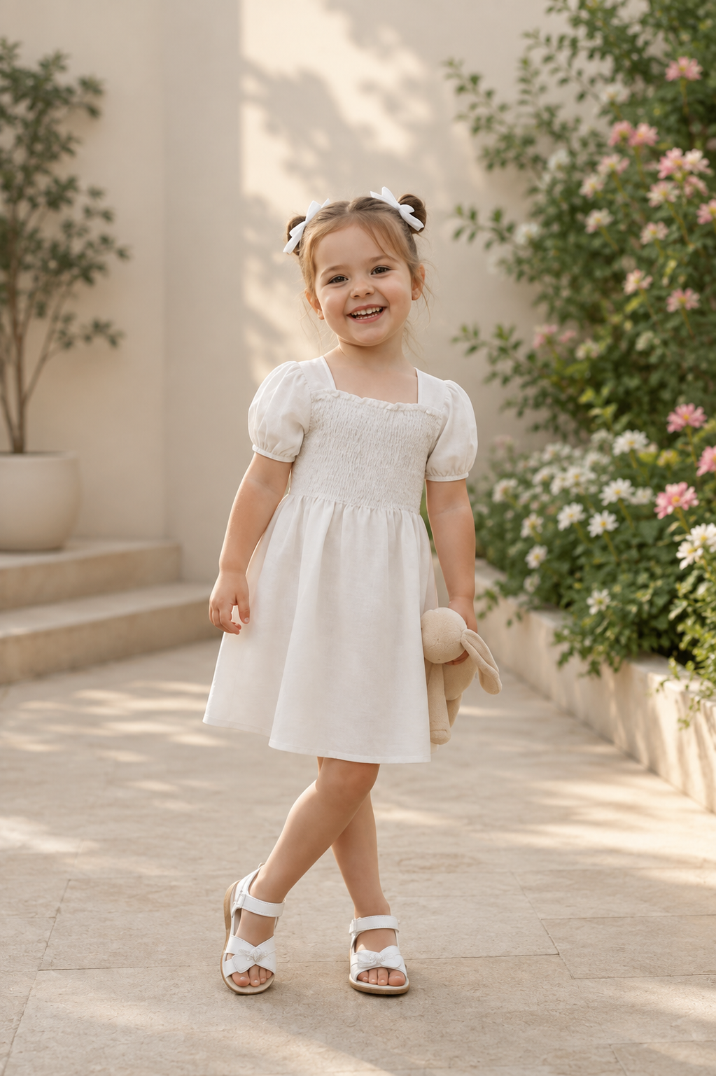 Puff Sleeve Girls' Dress