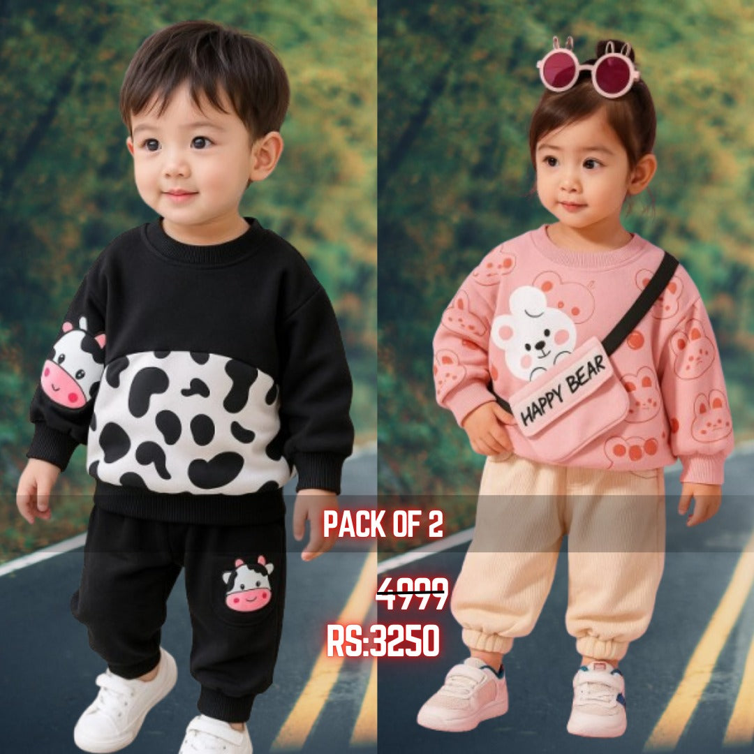 Pack OF 02 Printed Sweatshirt + Trouser