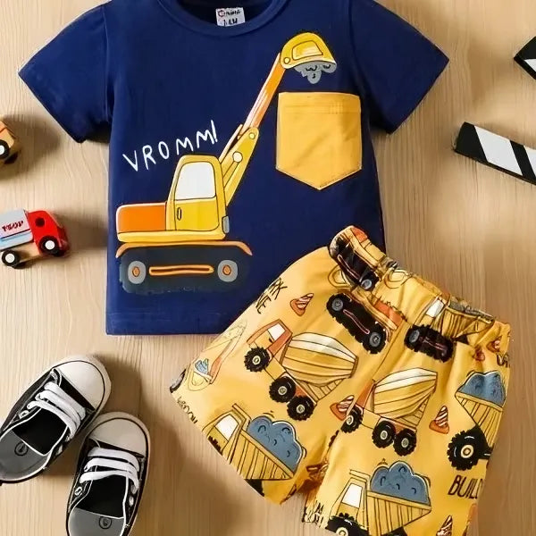 Truck Printed With Pocket Shirt + Shorts